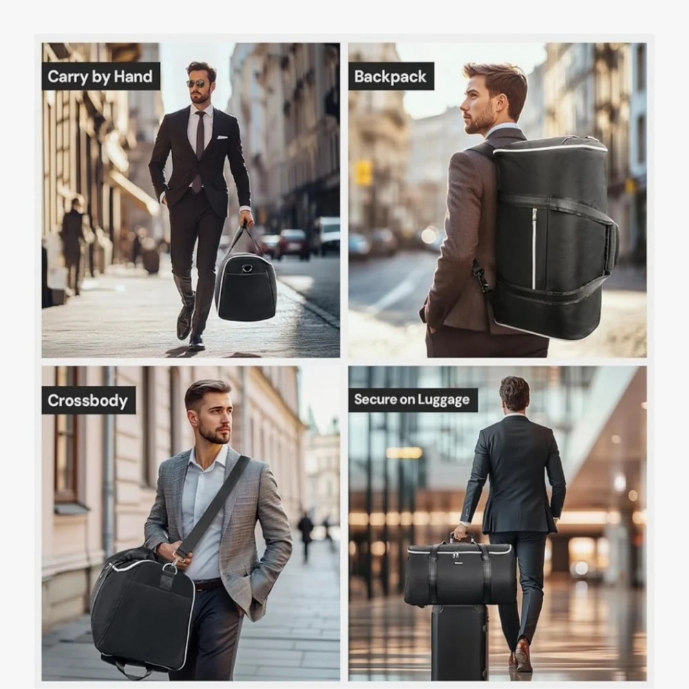 Black Travel Duffel Bag 2 in 1 Garment Bag. NWOT